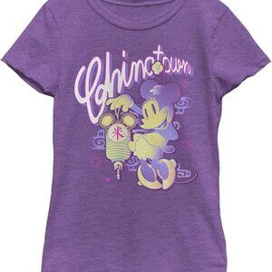 DISNEY Chinatown Minnie Mouse Girls L 10/12 T-Shirt Purple Tee NEW